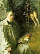 Anders Zorn sjalvportratt med modell oil painting reproduction